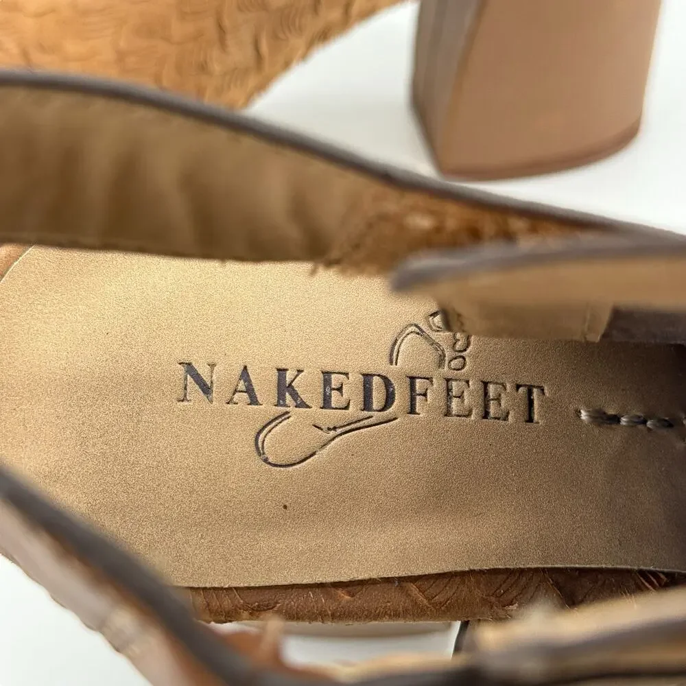 Naked Feet Juno Women's SZ 8.5 Sandals Brown Neutral Capsule Classic Casual Chic